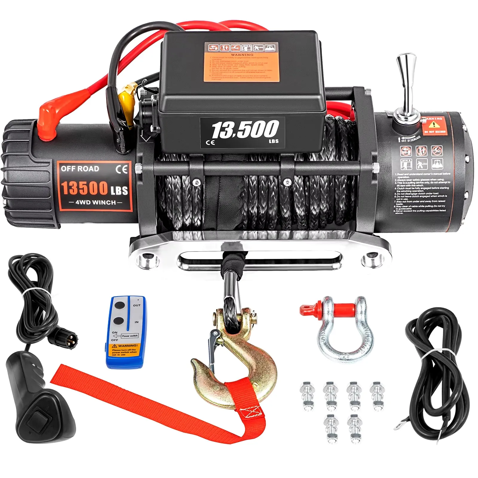 Mohana 13500 lbs Electric Truck Winch with (92 ftStrong Synthetic Rope Electric Winch with Handle and Wireless Remote hot