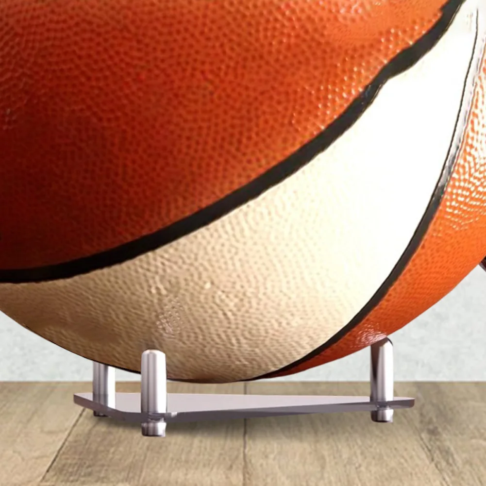 2Pack Clear Acrylic Sports Ball Stands for Football Basketball Volleyball Sturdy Display Holder Set with Metal Rods