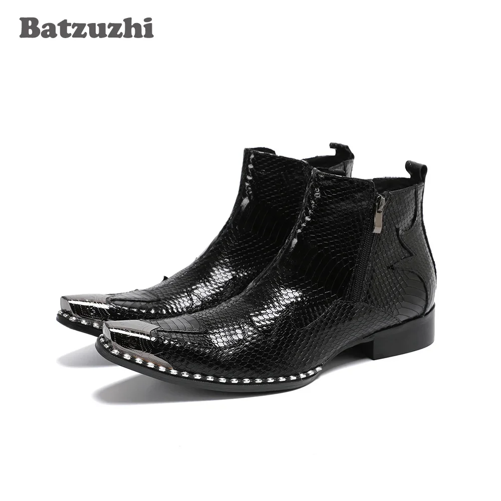 

Batzuzhi Bota Masculina Fashion Boots Men Black Ankle Boots Soft Leather Comfortable Dress Boots for Men Motorcycle, Business