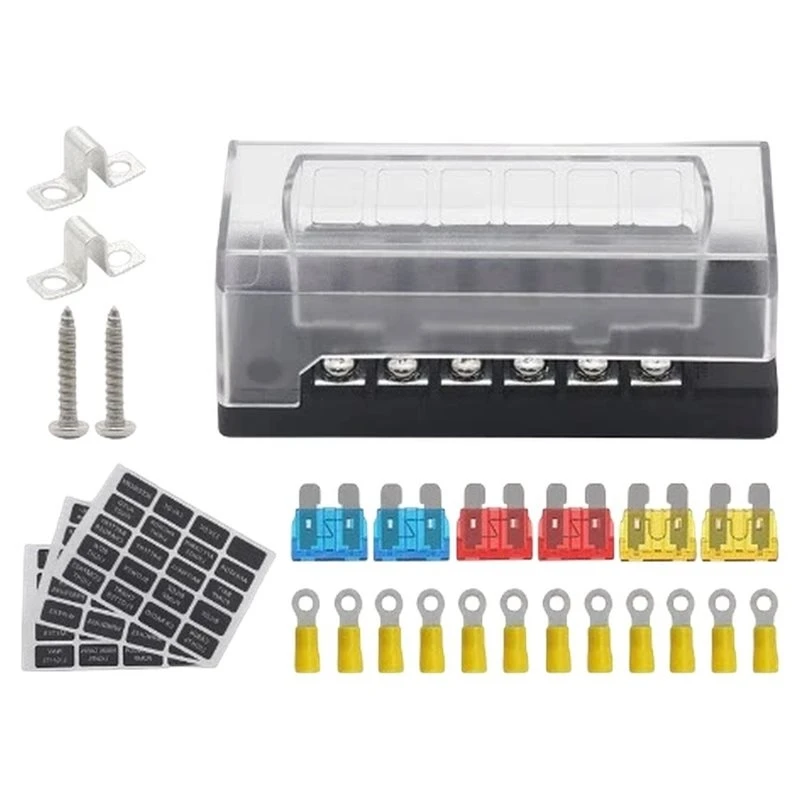 A60E-For Marine Boat For SUV LED Warning Light 12 Way Fuse Box Holder 30A Max