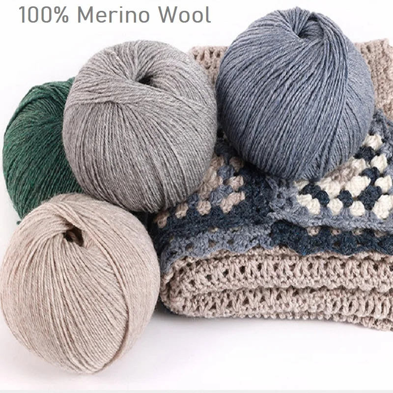 100% Wool Yarn for Knitting Handmade Wool Balls DIY Woollen Threads for Needlework Crocheted Scarf Merino Wool 50g/ball