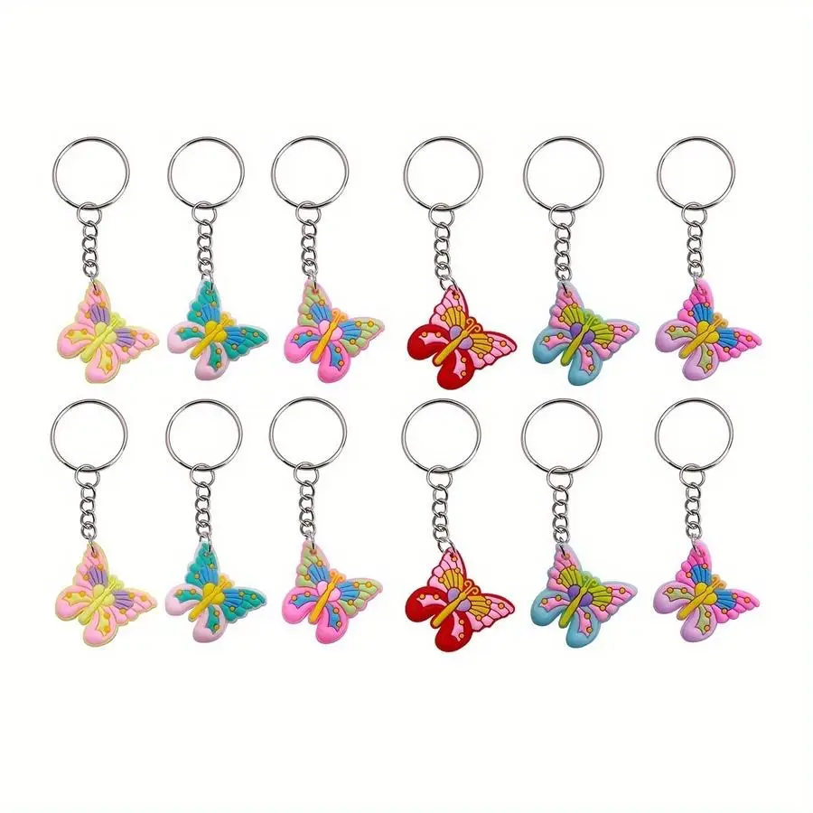 1/5/10/20/50/100pcs Colorful Cartoon Butterfly Keychain Keyrings, Perfect for Back-To-School Gifts, Holiday Parties, And Small D