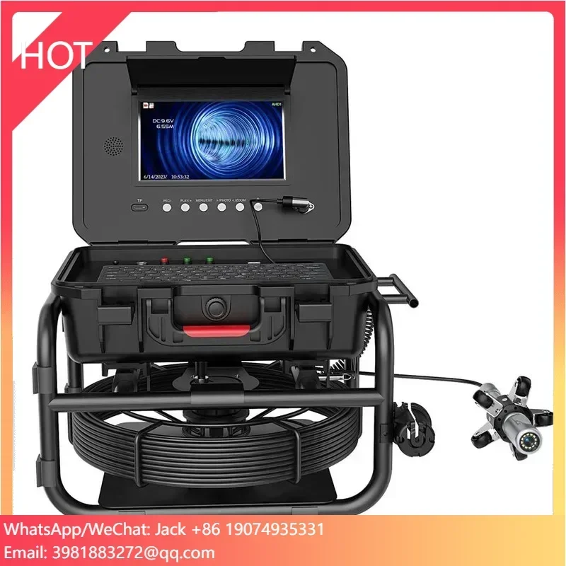 9 Inch 360 Degrees Rotate Double Lens Locator DVR Video Industrial Drain Plumbing Pipe Inspection Sewer Drain Camera