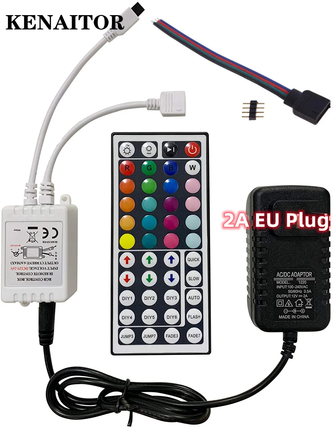 DC 12V 2A LED Power Supply Adapter 44 Key IR Remote Controller Kit Wireless Rectifier Control Box  for 2835 3528 5050 RGB LED