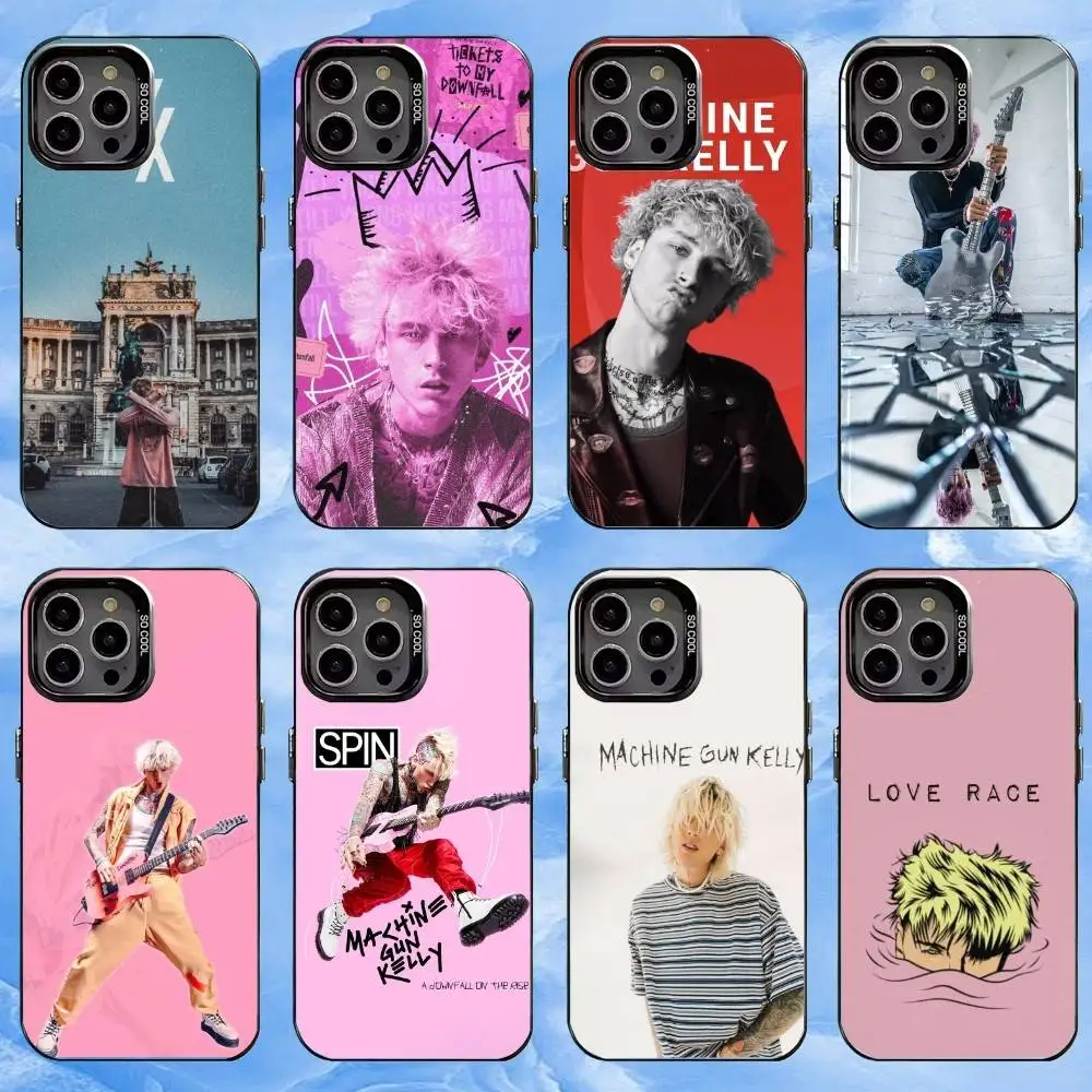 

M-MGK Machine Gun K-Kelly Phone Case For iPhone17,16,15,14,13,12,11 Plus,Pro Max Black Candy silver phone case