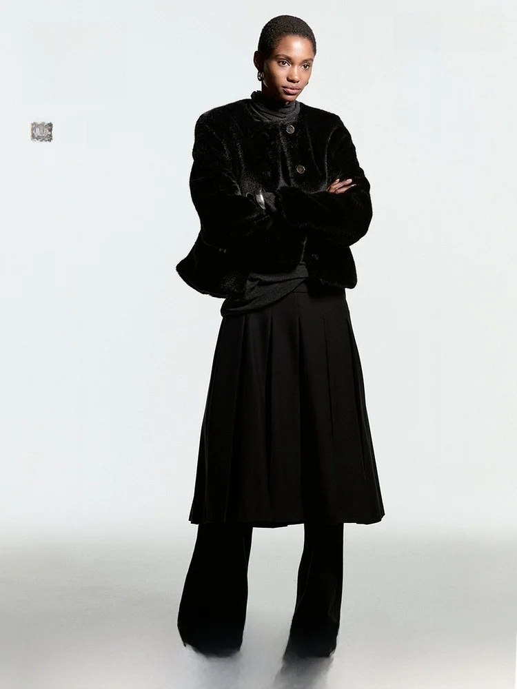 

H&M Женская верхняя одежда Зимний круглый жилет из искусственного меха Ne Теплый кардиган Sli Long Sve Пальто из полиэфирного волокна для молодежи ...