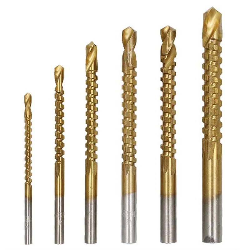 6PCS HSS Woodwork Saw Drill Electric Drill Hole Opening Tool Set Hole Drilling Bit Serrated Drill Board Hole Expand And Groove