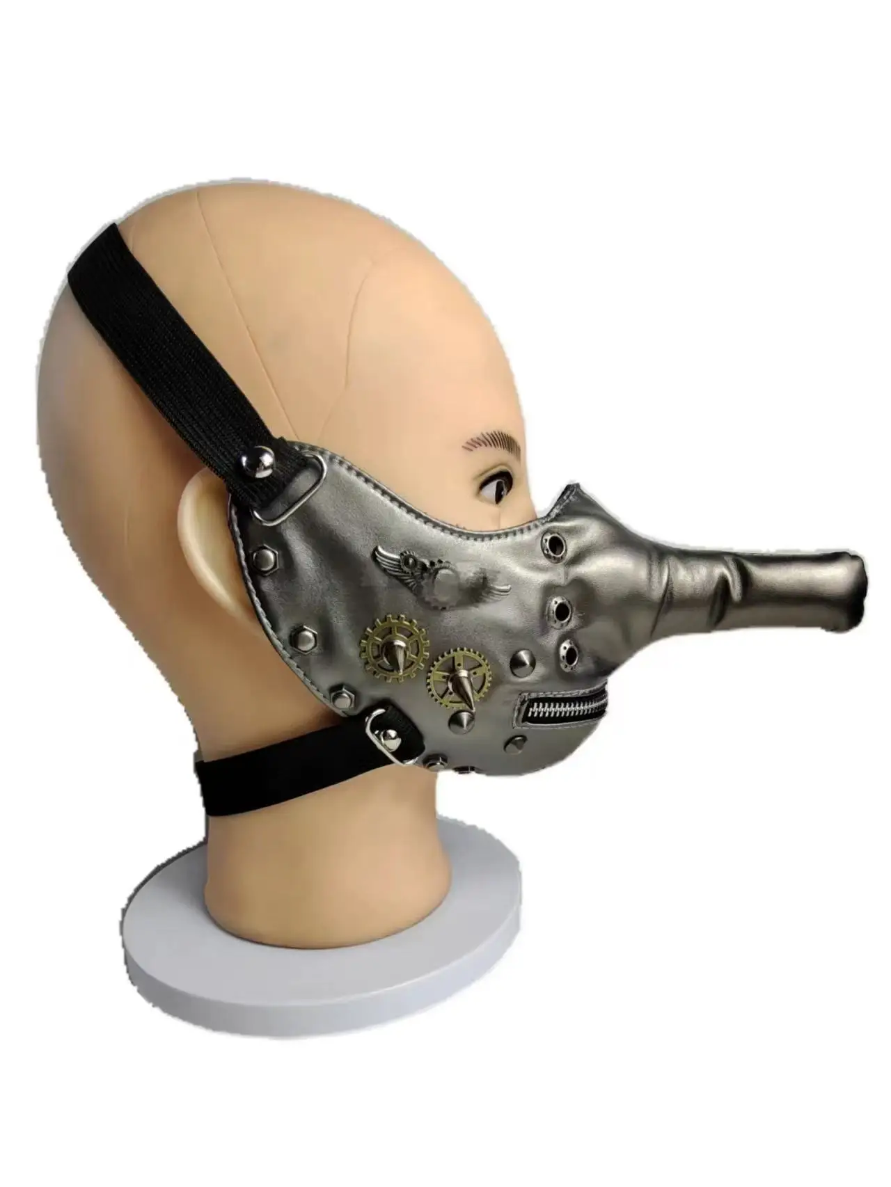 スチームパンクスタイルロングノーズ PU マスクハロウィンパーティードレスアップアクセサリーコスプレ小道具男性と女性のオートバイマスク