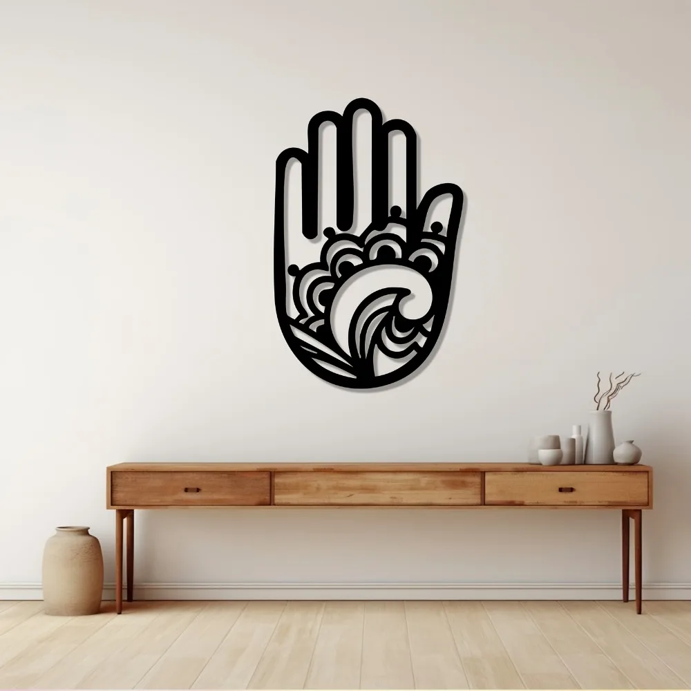 CIFBUY Iron Wall Art Hamsa Hand Metal Decor Rustproof Amulet Sculpture For Entryway Indoor Outdoor Jewish Islamic Home Decor