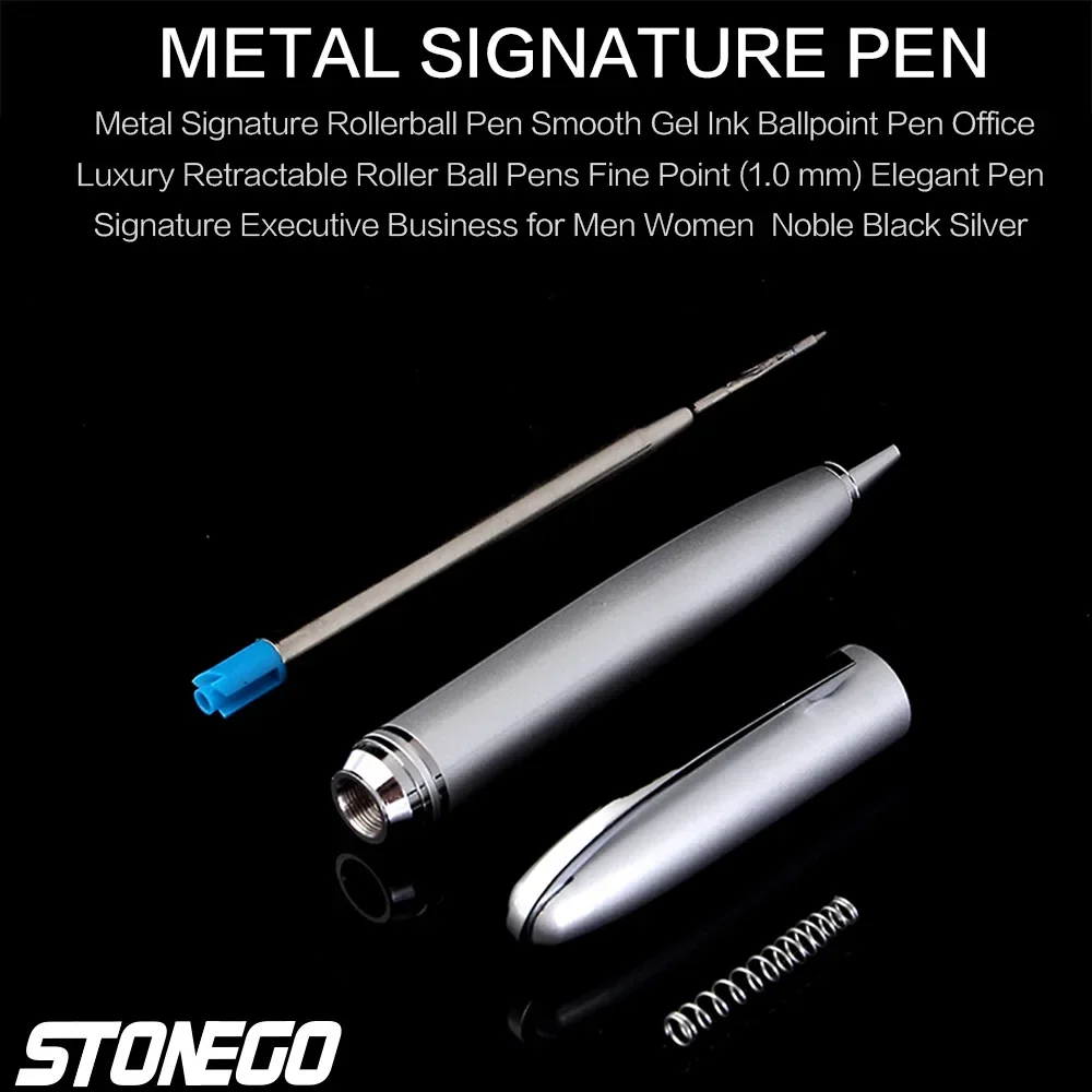 STONEGO Retractable Twist Metal Ballpoint Pens, Rollerball Pen Medium Point (1.0mm) Smooth Writing Twist Ball Pens Black Ink