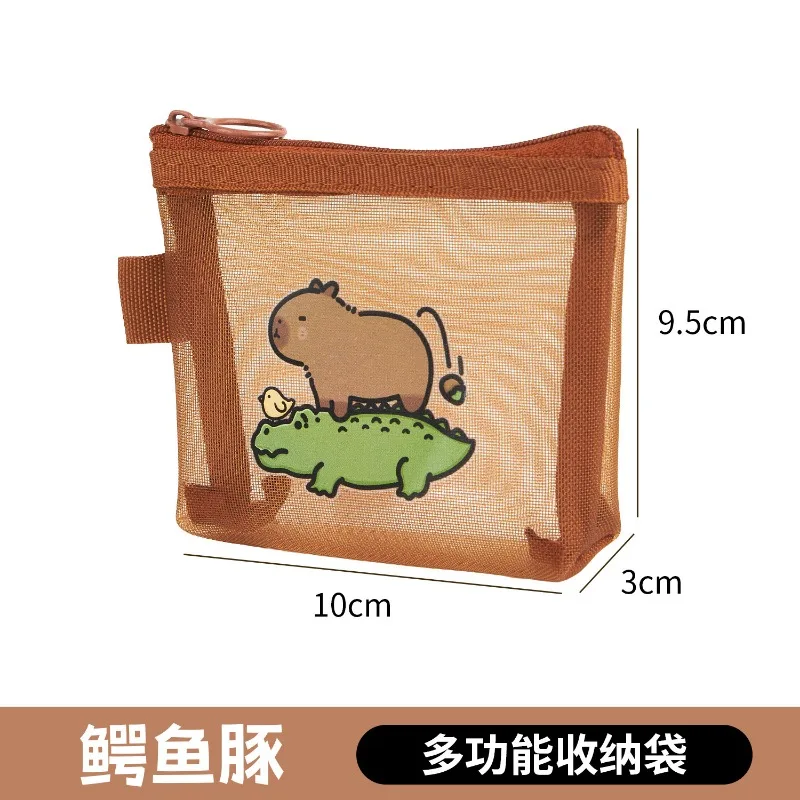 Capybara Portemonnees Cartoon Anime Figuren Leuke Wisselzakken Kawaii Transparante Cosmetische Tas Draagbare Kaartopslag Sleutelzakje Cadeau