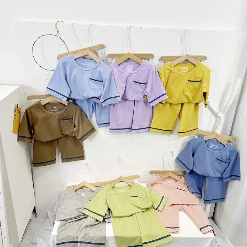 

Toddler Summer Air-conditioned Home Clothing for Children Boys and Girls Baby Pajamas Teenagers Children's Odale Suit