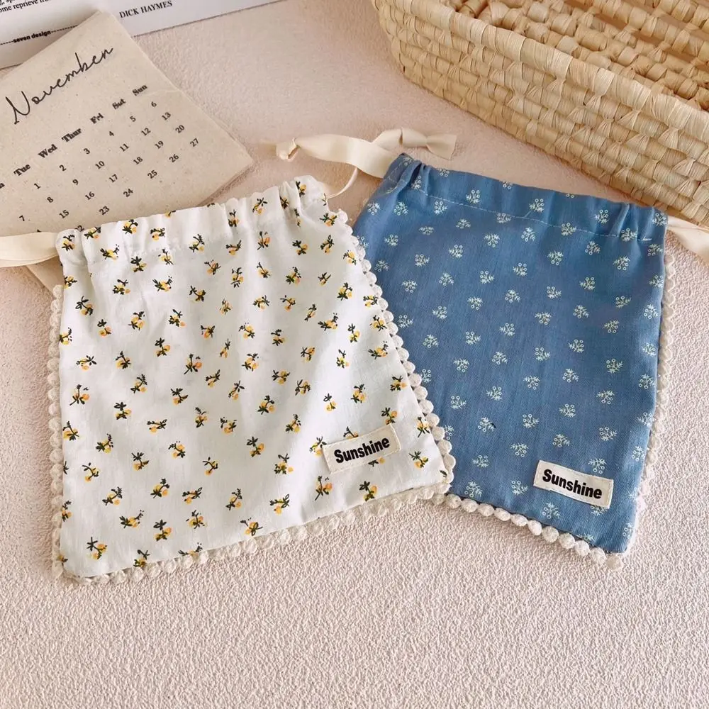 Small Cloth Bag Printing Stationery Bag Flower Dust-proof Cosmetic Bag Jewelry Storage Bag Drawstring Bundle Pocket Makeup Bags