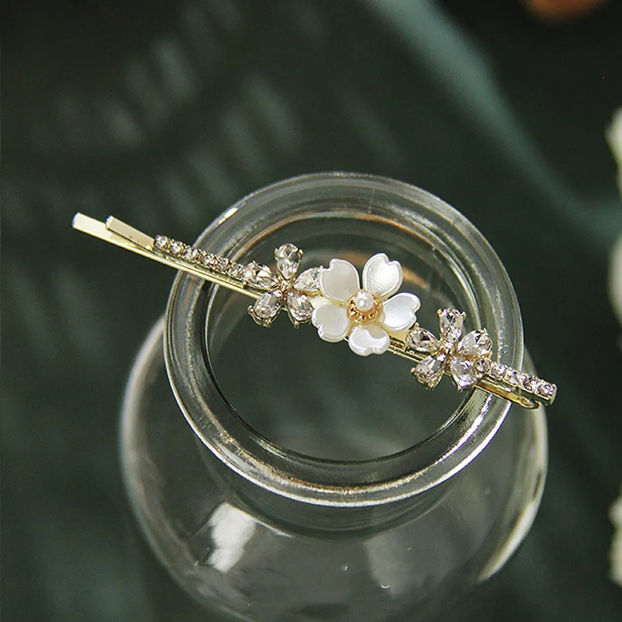 New Shiny Rhinestone Hairpins For Women Fashion Flowers Gold Silver Color Hair Clip Girl Hair Accessories Hairgrips Jewelry Gift