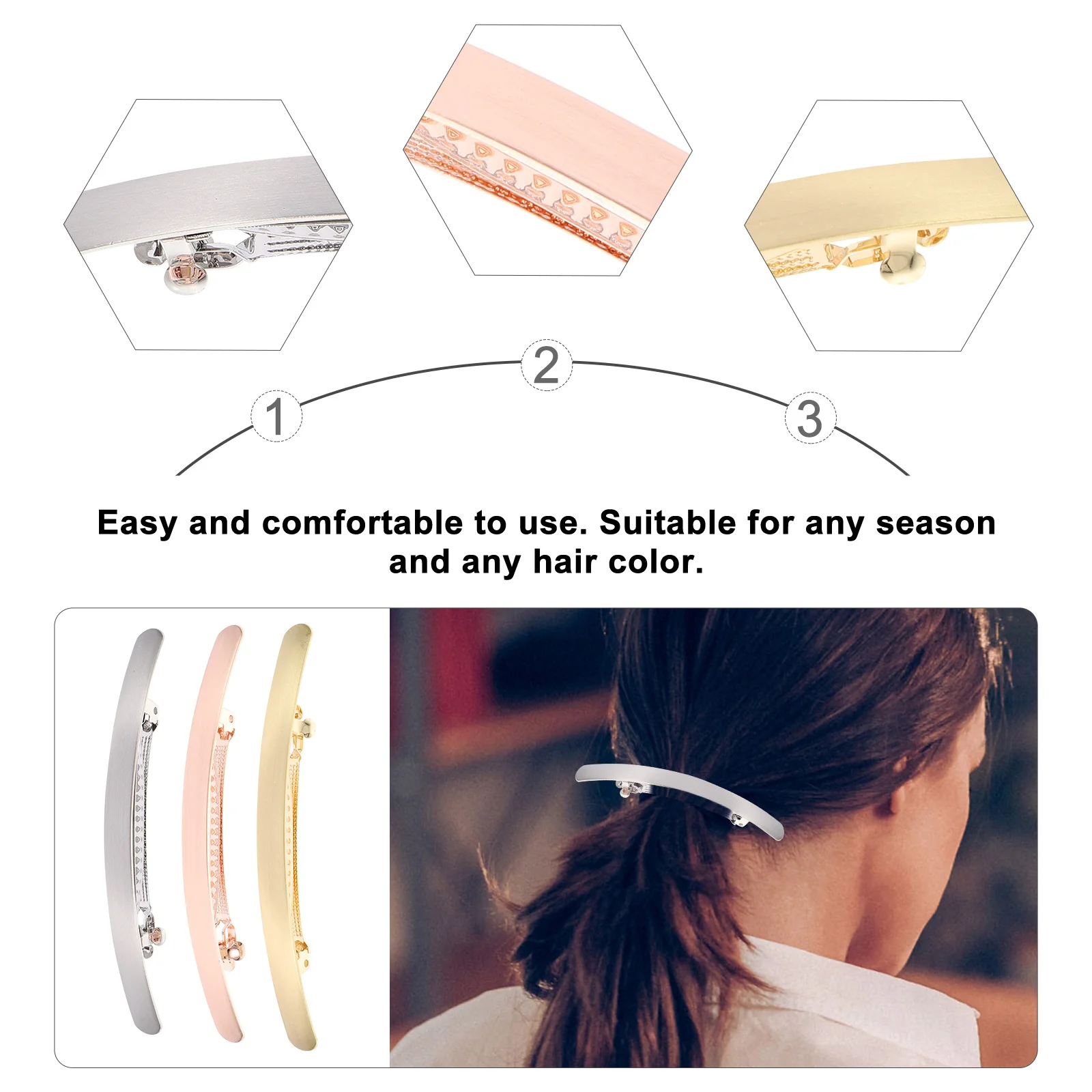 

6pcs One-Liner Hairpins Hair Clips For Women Non-Slip Ponytail Holders Reusable Fashion Hair Accessories Creative Styling Tools