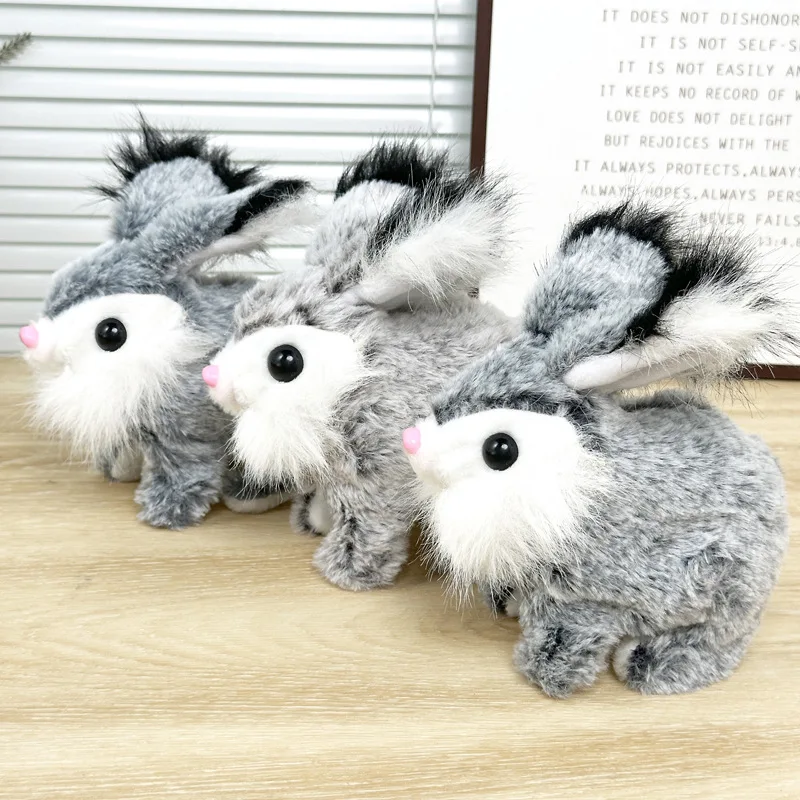 Giocattolo di peluche elettrico per bambini Simulazione Animale domestico Coniglietto di peluche La camminerà chiamano Scuotendo le orecchie Simpatico coniglietto Giocattolo strisciante per l'apprendimento del bambino