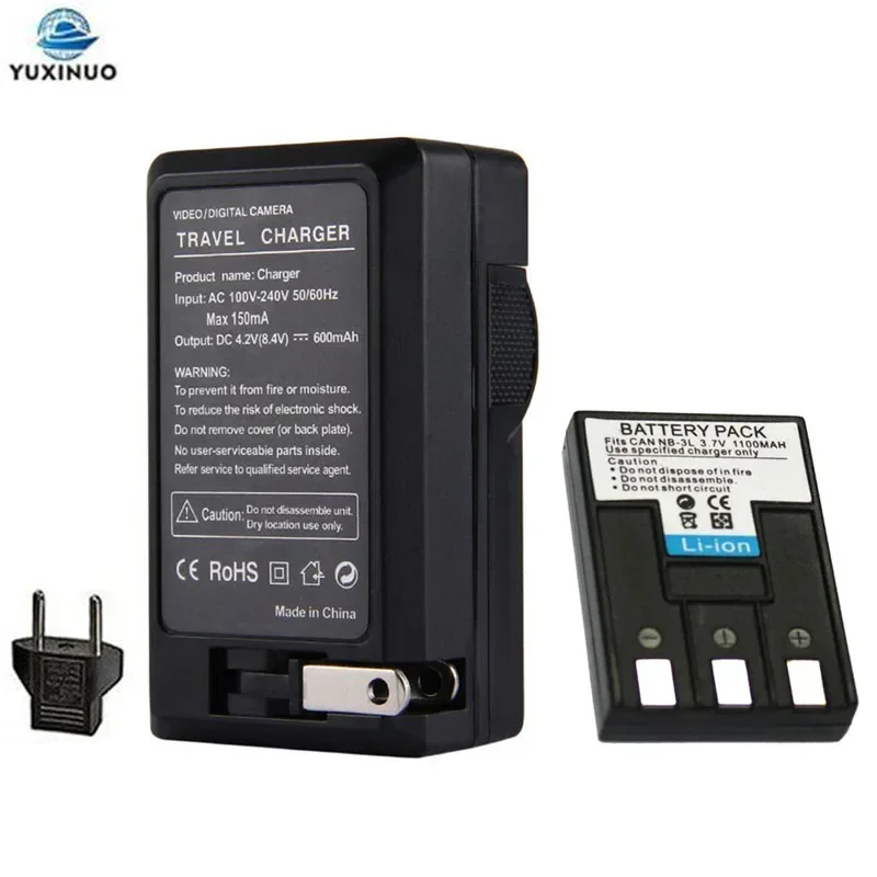 Batería NB-3L NB3L de 1100mAh + Cargador para Canon Powershot SD550 SD500 SD110 SD100 SD10 Digital IXUS 700 750 i5 Digital 30 600 D20