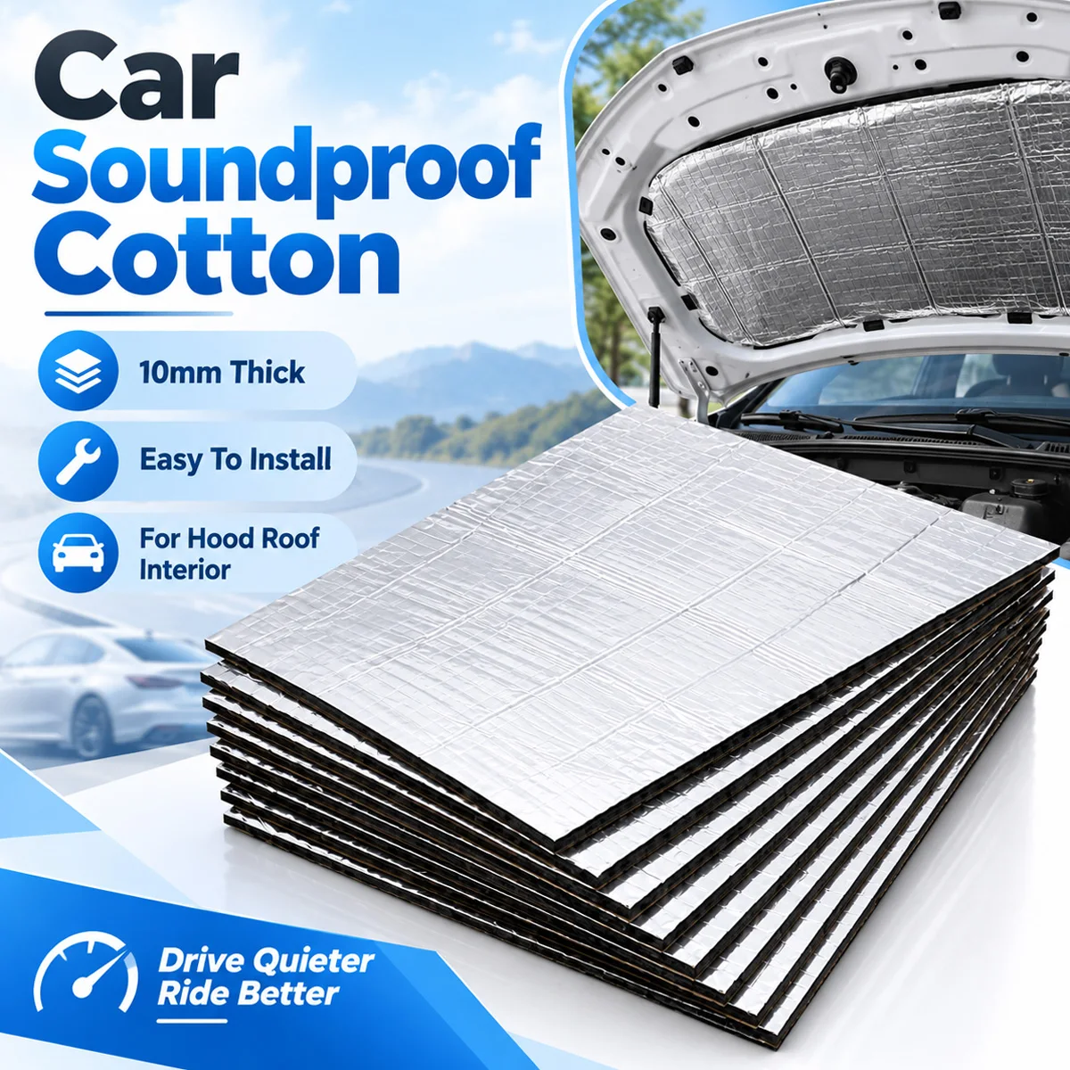Car Soundproof Cotton 20x40x10mm Automotive Sound Deadening Mat Heat Insulation Foam Sheet Noise Reduction Pad For Vehicle Door
