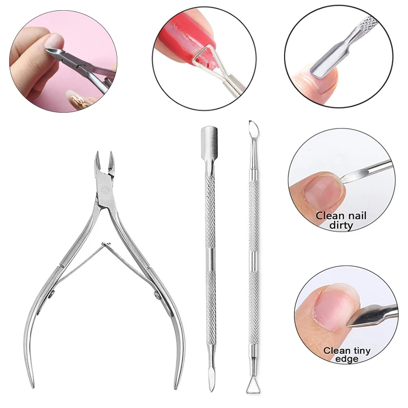 10 Pcs Manicure Set Cuticle Pusher Clippers Nail Art Files Buffer Sanding Tool Cleaning Brush Dead Skin Scissors Nail Care Kits