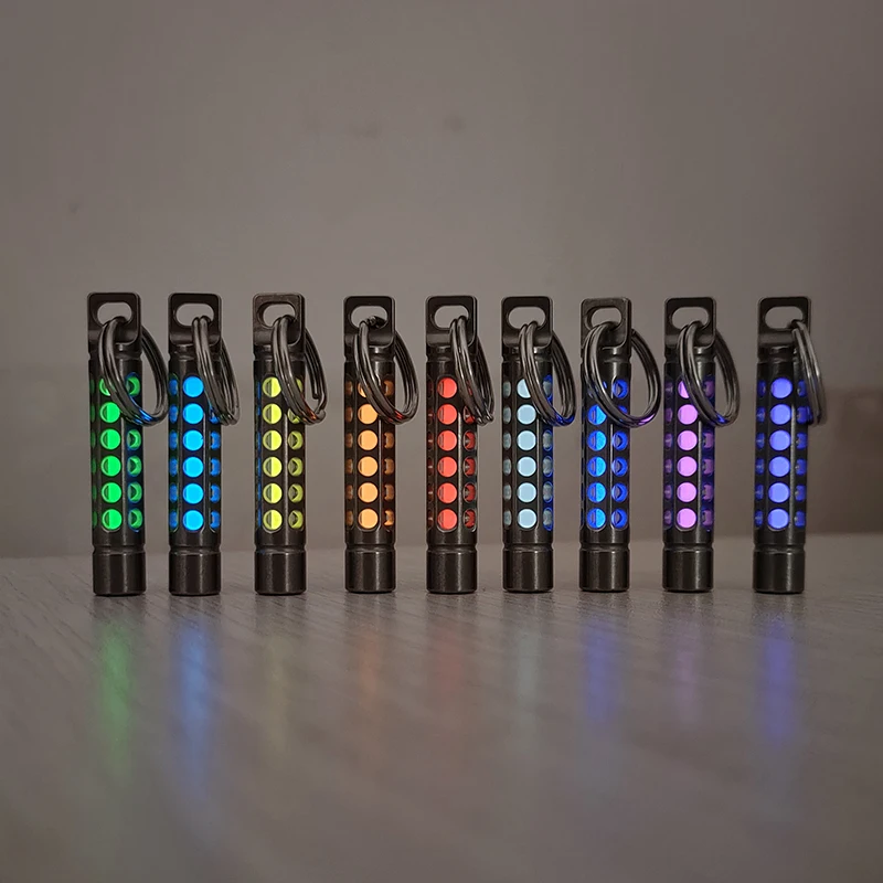 TItanium  Cage Luminous Night Signal Light Outdoor EDC Luminous 3.5*25mm Fluorescent Tube Self-illuminating Key Chain