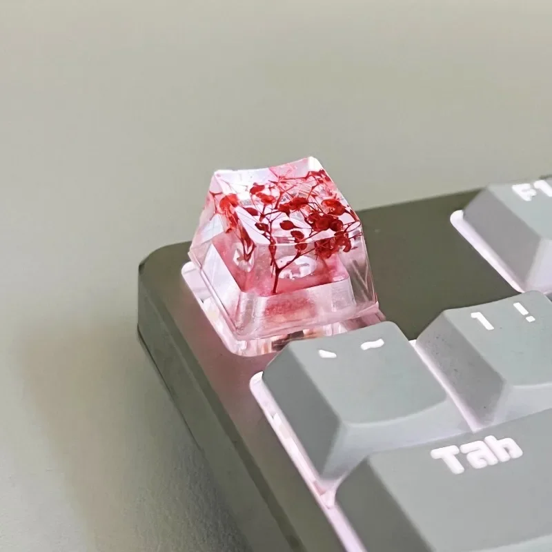 1Pcs Hohe Qualität Epoxy DIY Transluzente Blätter Trockenen Blumen Papier Kreuz Achse Mechanische Tastatur Keycap Universal Zubehör