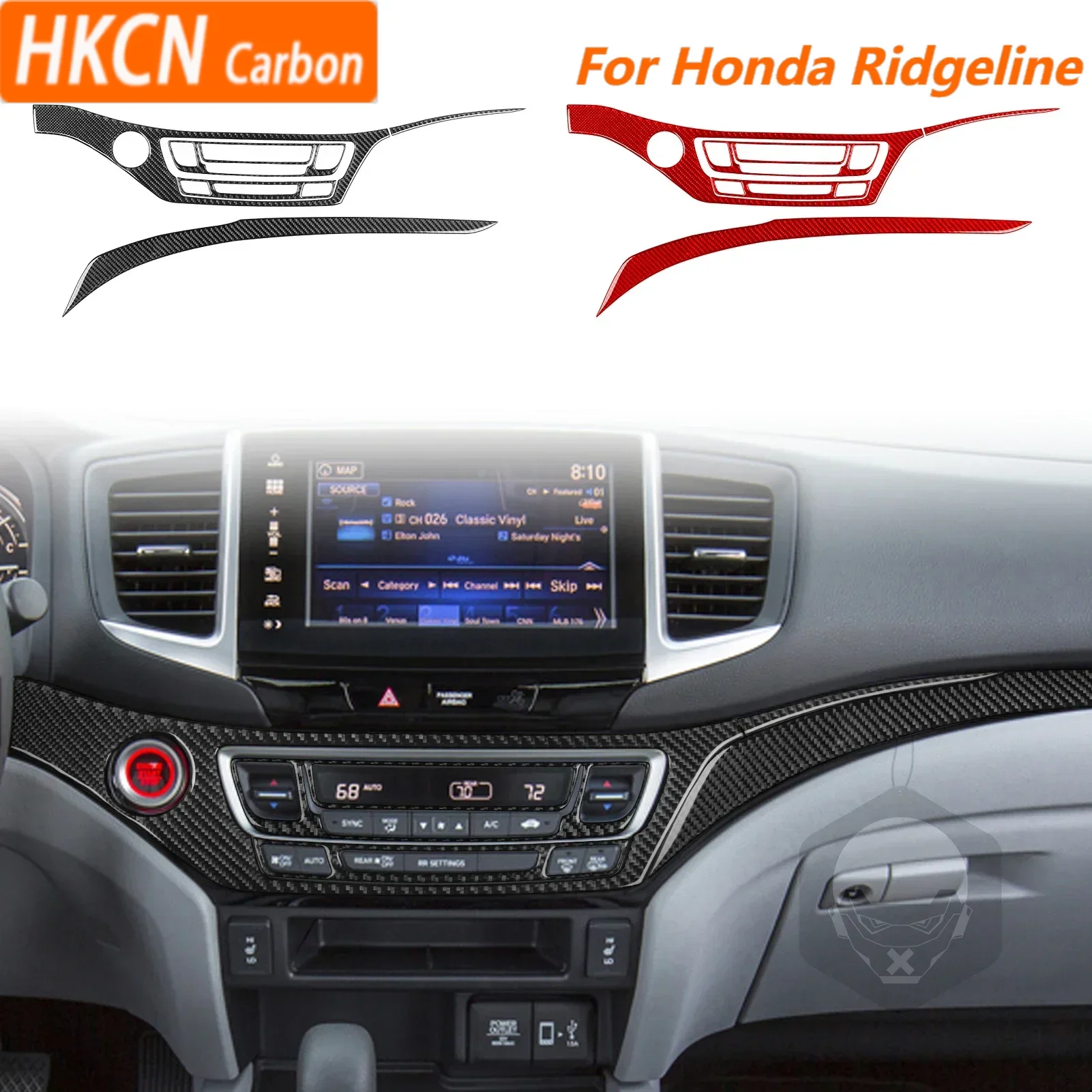 

For Honda Ridgeline Pilot Passport Car Accessories Carbon Fiber Central Dashboard Panel Set Interior Cover Trim Modified Sticker