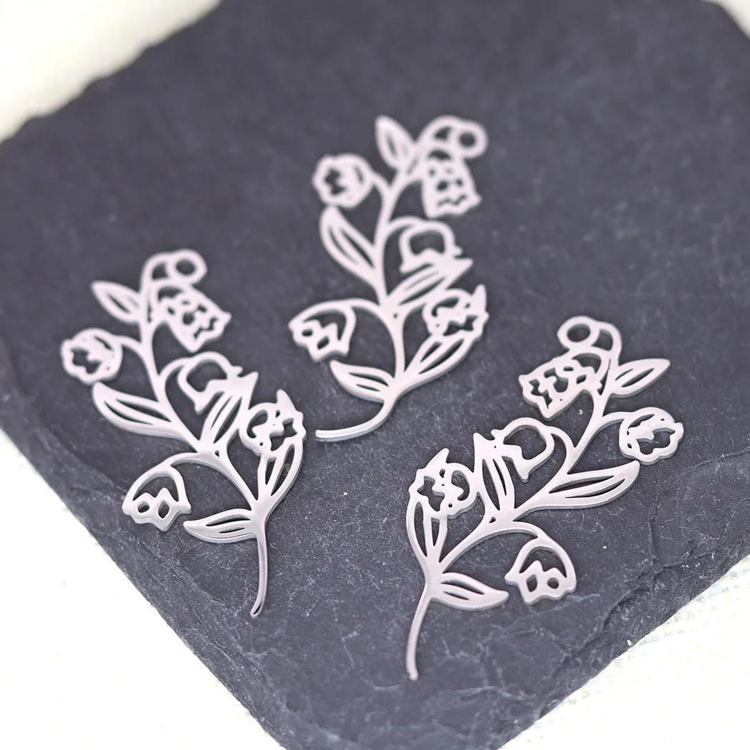 3pcs/Stainless steel rose Charm pendant with blooming flowers for Makings DIY Jewelry Handmade Craft