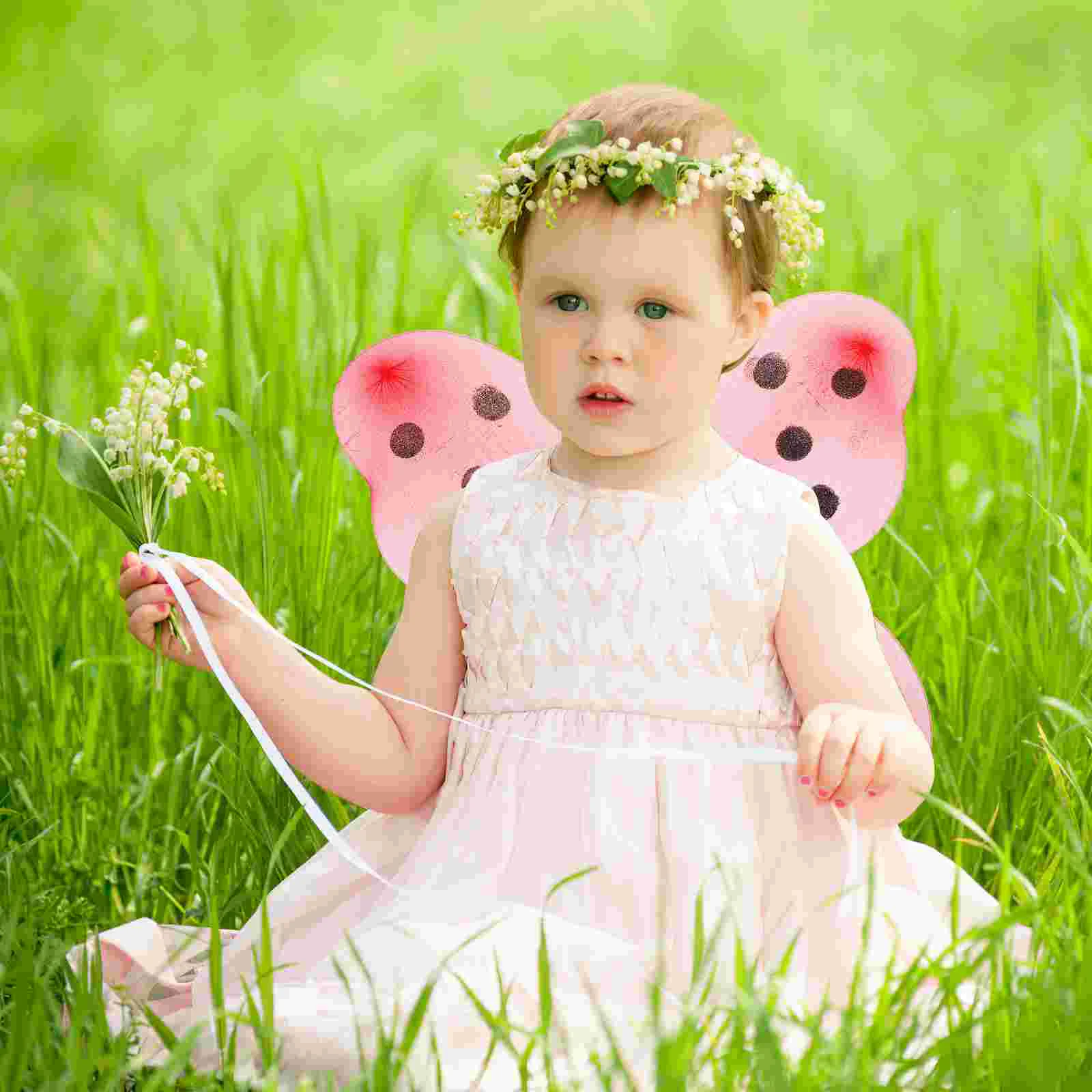 레드 블랙 골드 무당 벌레 날개 의상 소품 어린이를위한 코스프레 윙 장난감 파티 호의 참신 특별 사용 의상