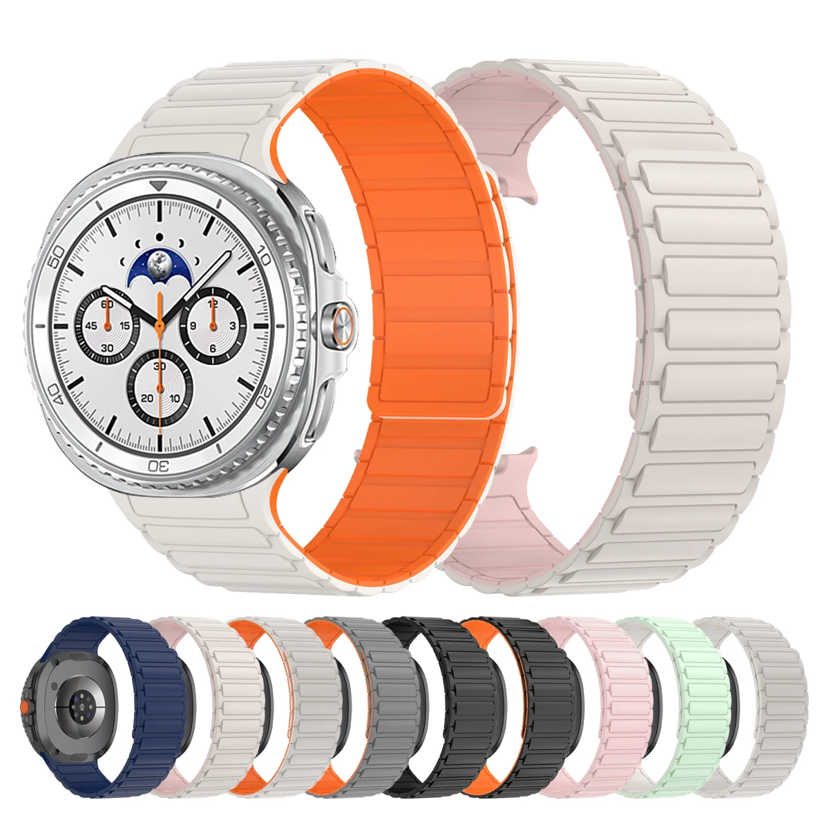 No Lücken-Armband für Samsung Galaxy Watch 8 Classic 46 mm, magnetisches Silikonband für Galaxy Watch 8 44 mm 40 mm, Sportarmband Correa