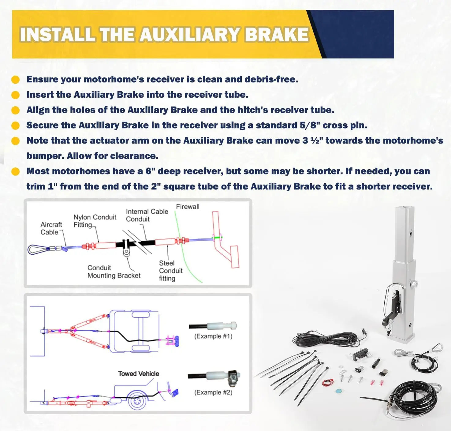 RB4000 Receiver Style All-in-One Trailer Auxiliary Brake System for 2