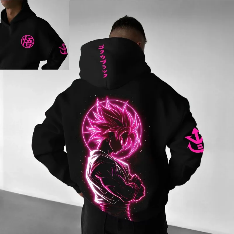 日本アニメドラゴンボール Z グラフィックスメンズ白パーカー秋冬綿特大男性服原宿 Y2K トップスコート