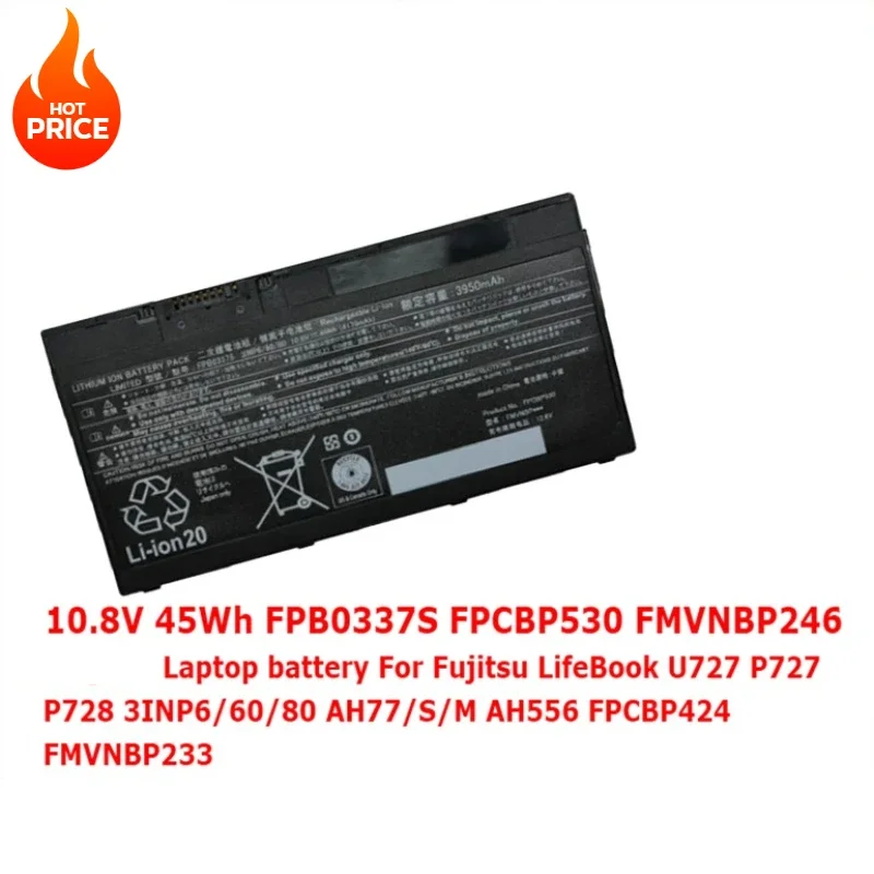 FPB0337S FPCBP530 FMVNBP246 10.8V 45Wh Laptop Battery for Fujitsu LifeBook U727 P728 P727 AH77/S/M AH556 FPCBP424 BP233