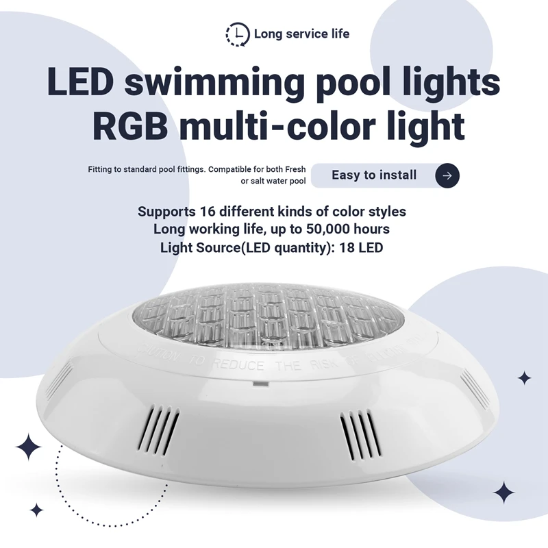 ABKD 7 Colors 24V 18W LED RGB Underwater Swimming Pool Bright Light /Remote Control