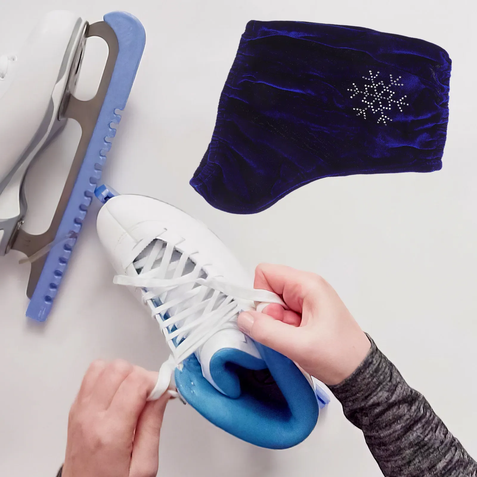 1 Par de Elegantes Fundas Azules para Botas de Patinaje Artístico con Brillantes Diamantes de Imitación para Patines de Hielo de Tamaño Mediano, para Entrenamiento y Competición