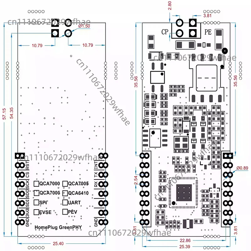 1PCS ISO15118 PEV EVSE HomePlugGreen PHY Broadband Power Line Carrier PLC Module QCA7000 QCA7005