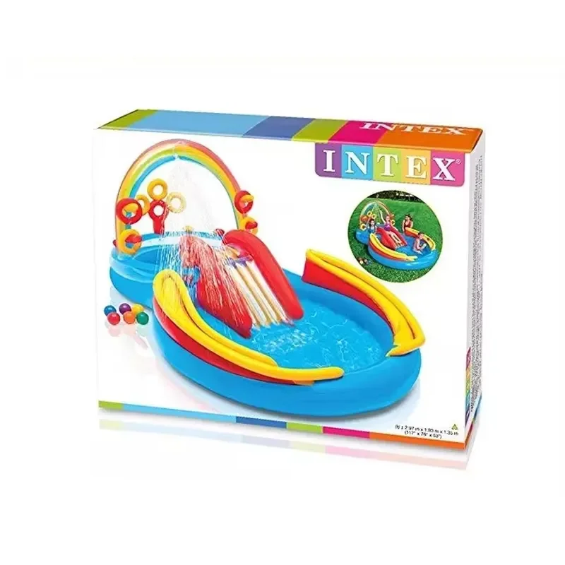 57453 Rainbow Ring Play Center Inflatable Swimming Pool Above Ground Outdoor