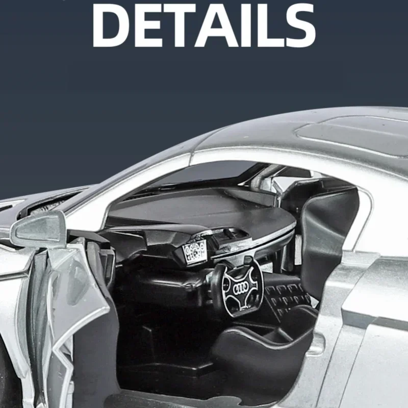 R8 LMS GT2 supercoche de aleación modelo 1:24 sonido y luz tirar hacia atrás juguete para niños coleccionables regalo de cumpleaños