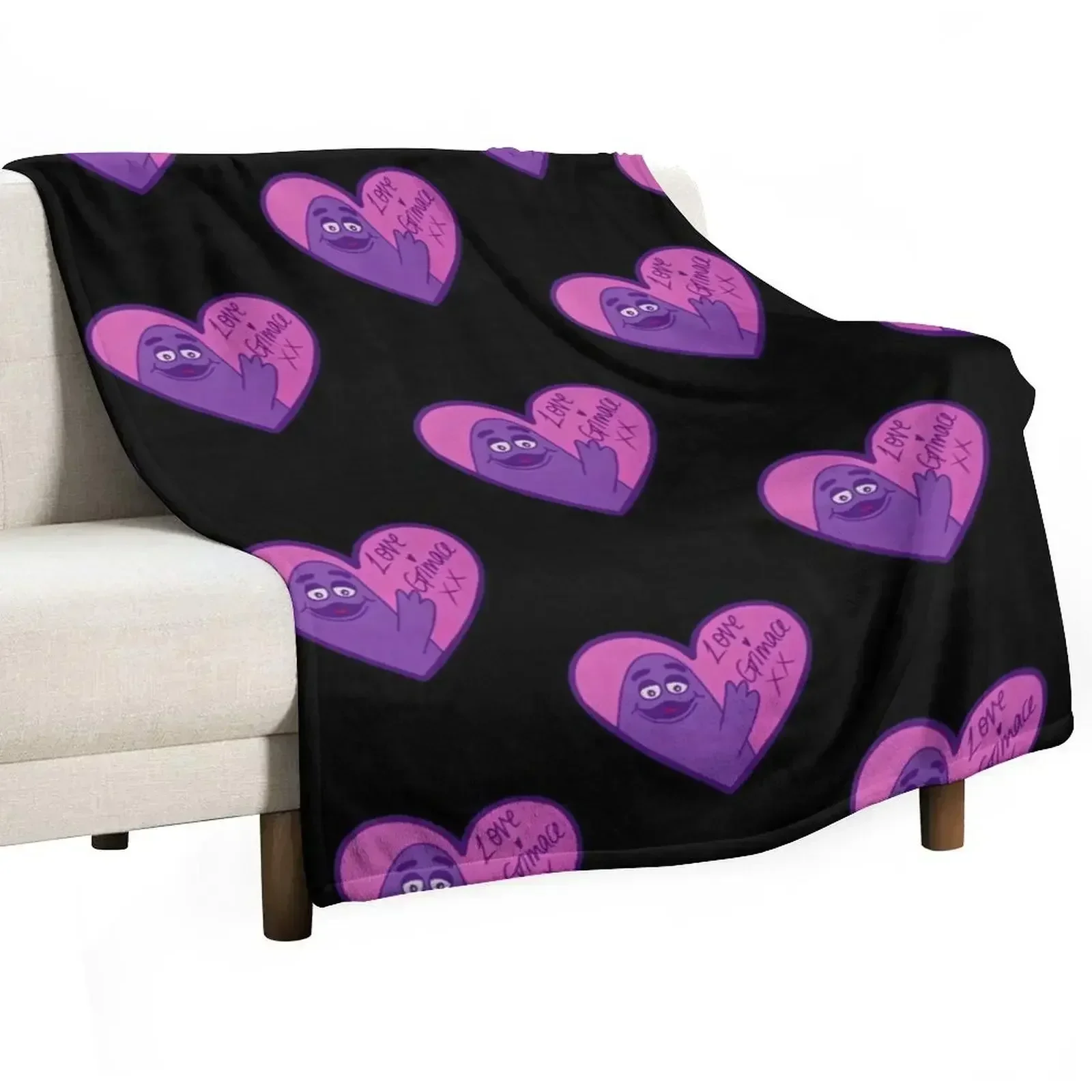 Love Grimace valentines Throw Blanket Furrys Shaggy decorative Giant Sofa Thins blankets ands Blankets