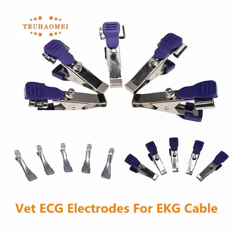 5 PCS Multi-Function Veterinary EKG Adapter Alligator Clip Clamp ECG Electrodes For ECG Cables Snap 4.0 Din 3.0 Banana 4.0