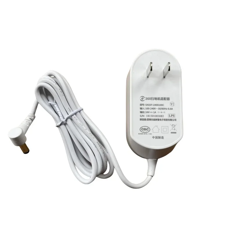 24V 1A Vacuum Cleaner Power Adapter for 360 Robot S5 S6 S7 X90 T90 X100 Max Robotic Vacuum Cleaner Parts Power Adapter
