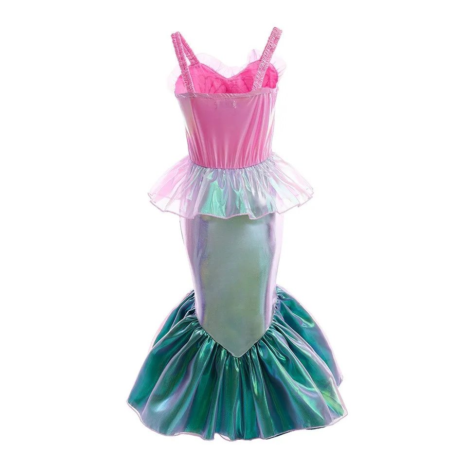 Disney Movies Little Mermaid Ariel Casual Pink Dress for Toddler Dress up Girl Siren Disguise Christmas Apparel Fairy Same Style