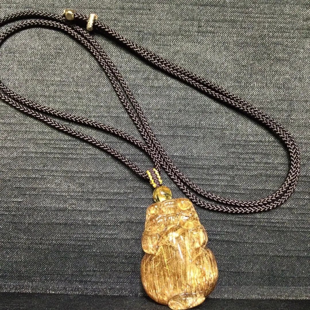 النحاس الطبيعي Rutilated قلادة كوارتز مستطيل Rutilated الكوارتز 32*24*19 مللي متر الرجال النساء البرازيل AAAAAAA #5