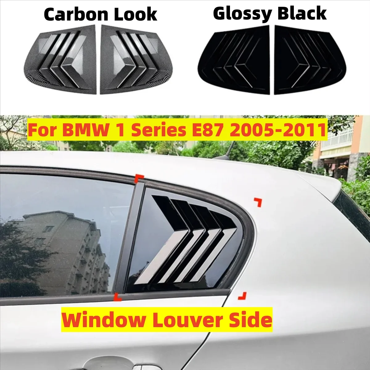 Rear Side Window Scoop Visor Cover Louvers Covers Accessories For BMW 1 Series E87 2005-2011 Window Louver Side Vent Trim