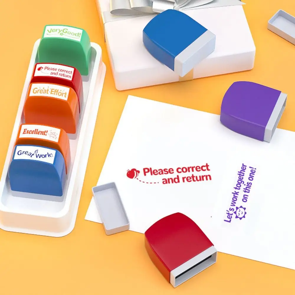 

8 pcs/set 5 pcs/set Teachers Encourage Graded Classroom Stamps Efficient Student Praise Teacher Auto-Refilling Stamp Set ABS