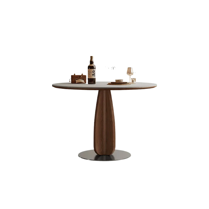 LH medieval round table household small apartment square and round dual-purpose retractable folding rock slab dining table
