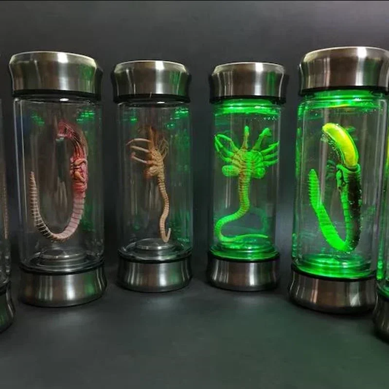 Alien Glow Jar Xenomorph Specimen Movie Prop Replica Facehugger Embryo Glass Jar For Sci-Fi Home Desktop Decor Gift Idea