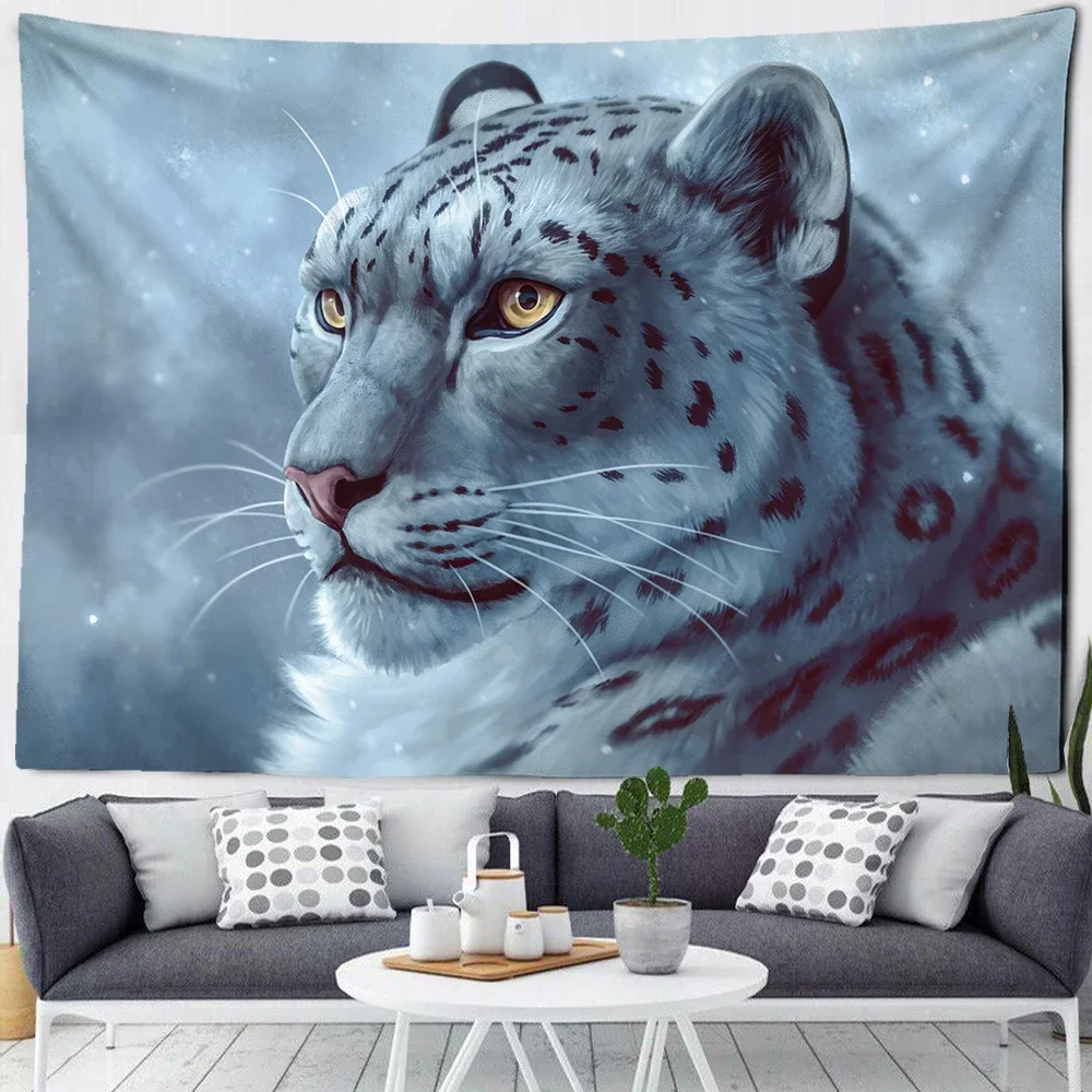 Animals Llustration Tapestry Wall Hanging Tiger Leopard Fox Tapestry Wall Decorations for Dorm Room Bedroom Living Room College