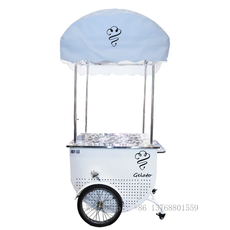 Gelato High Quality Ice Cream Trolley Cart Flower Cart Display Mobile Cooling Drink Vending Kioso