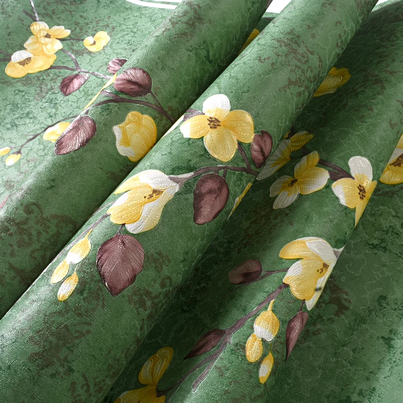 

Vine Green Flower Wallpaper American village style wallcovering floral European wall paper papel de parede Papel Mural Roll