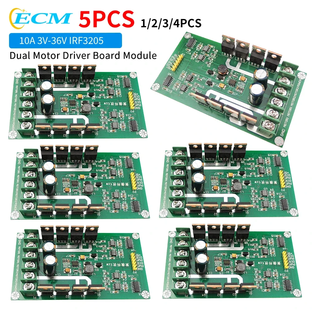 1-5pcs H-Bridge DC Dual Motor Driver PWM Module DC 3~36V 15A Peak 30A IRF3205 High Power Control Board for Arduino Robot Car